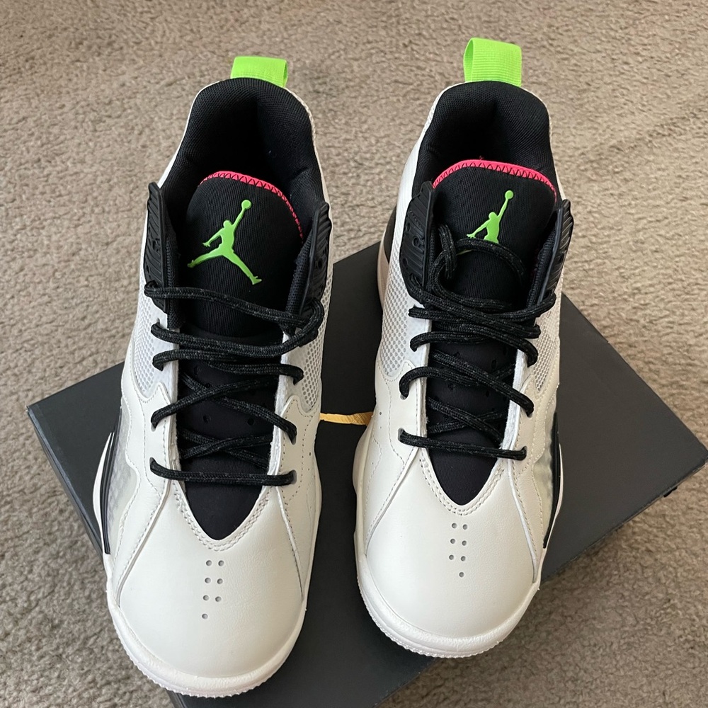 Air Jordan White and Black Sneakers with Neon Accents